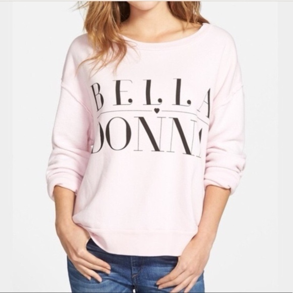 Wildfox Bella Donna Pink Sweatshirt Oversized Cozy Pullover